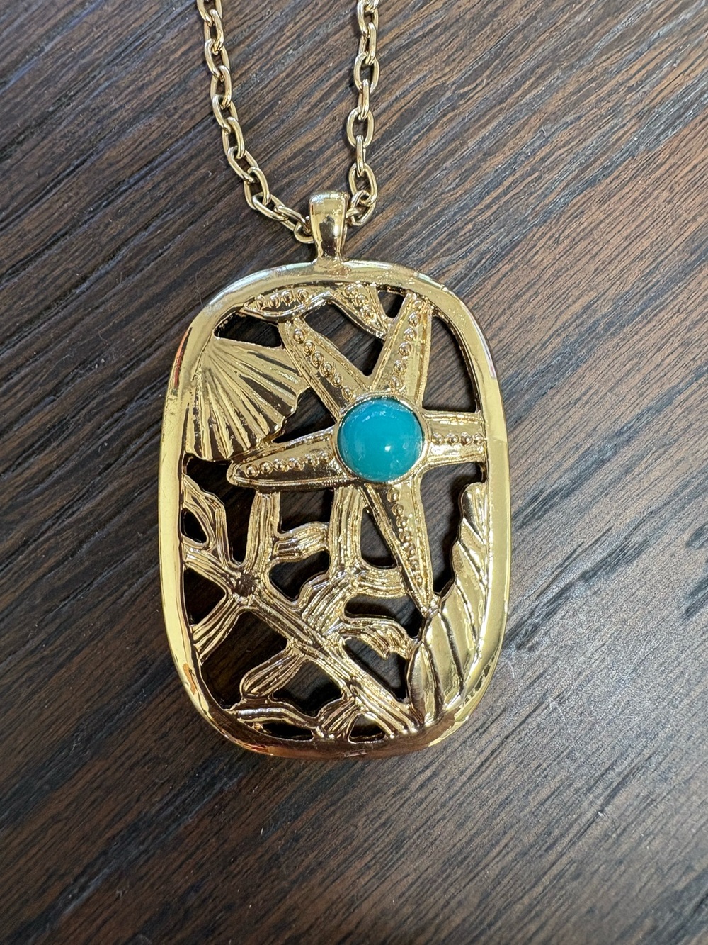 Lilly Pulitzer “Sea Me” necklace with faux Turquoise stone